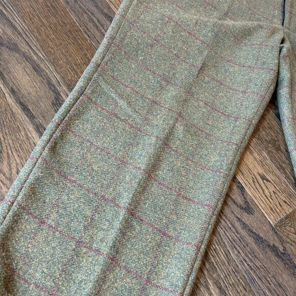 Men's Tweed Pants Trousers - Moss Green with Burgundy Windowpane - 40x27 - Picture 3 of 9